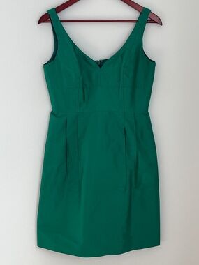 J. Crew Sleeveless 100% Silk Emerald Green Sheath Mini Dress Size 10